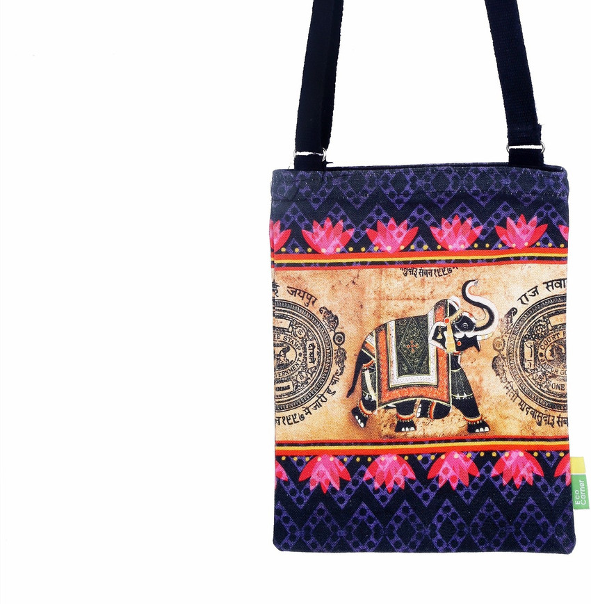 Eco Corner Blue Sling Bag Small Indian Elephant Sling Bag Blue