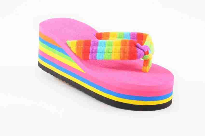 Rainbow colored flip discount flops