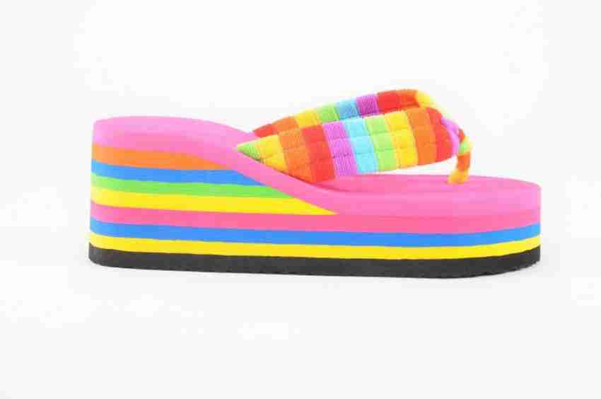 Rainbow flip flops online women