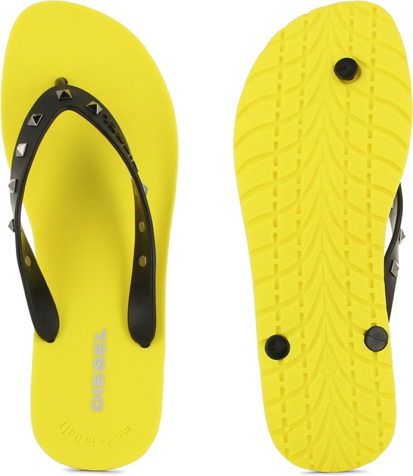 DIESEL Men Plaja Splish Slippers Buy Empire Yellow Black Color