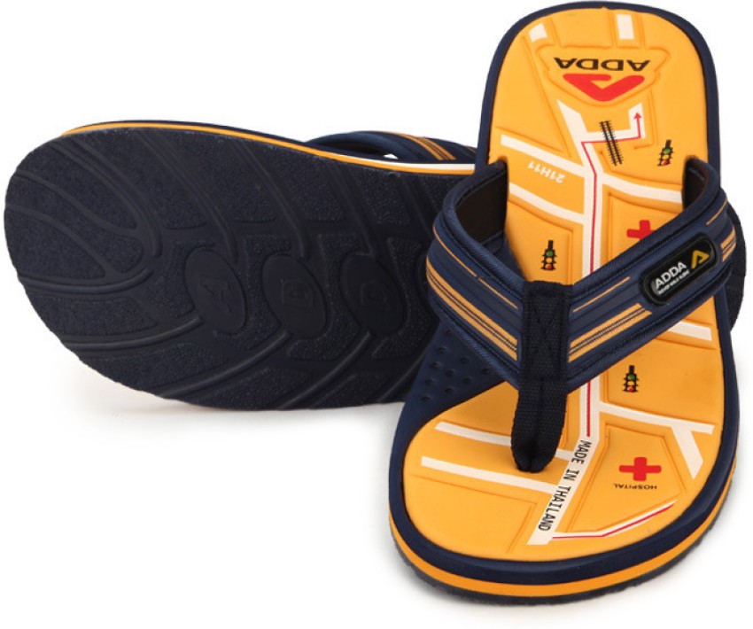 Adda Men Omega 04 Flip Flops Buy Navy Yellow Color Adda Men