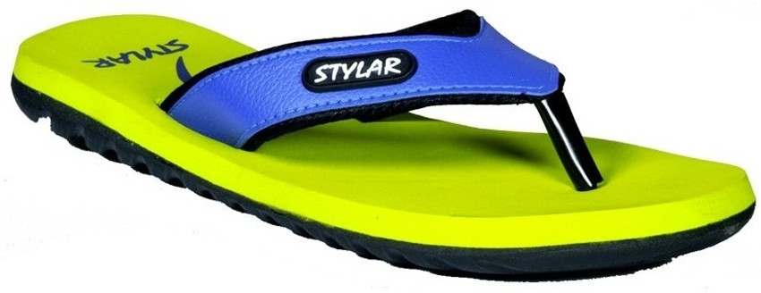 Stylar Men Blue And Neon Green Ronaldo Flip Flops Buy Blue Yellow Color Stylar Men Blue And Neon Green Ronaldo Flip Flops Online at Best Price Shop Online for Footwears