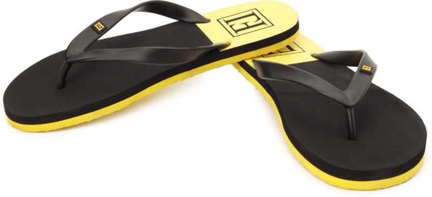 FRANCO LEONE Men Flip Flops Buy Black Yellow Color FRANCO LEONE