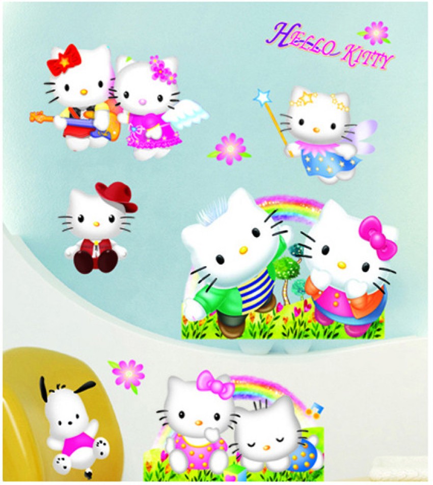 Cute Hello Kitty Cartoon Mural Decals Art Home Decor Removable DIY Wall  Sticker