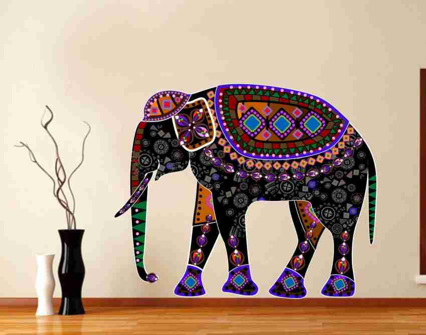 Sticker frise murale adhésive éléphants style indien
