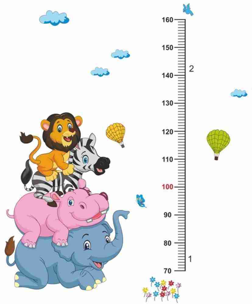 Hippo Elephant Giraffe Cute Animals Kid's Height Measurement Ruler