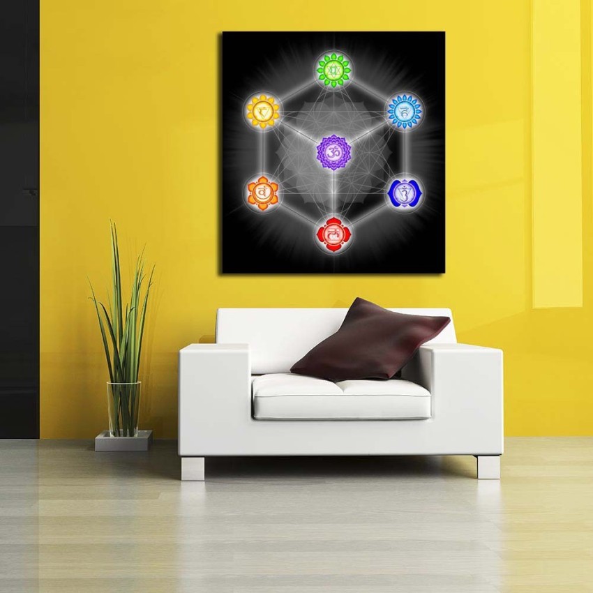 Pitaara Box Metatrons Cube And Chakras Framed Wall Art Painting