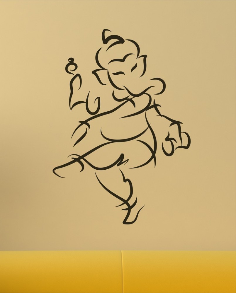 Decals Design Dancing Ganesha Sketch Black Sketch God Wall Sticker PVC  Vinyl 50 cm x 70 cm Black  Amazonin Home Improvement