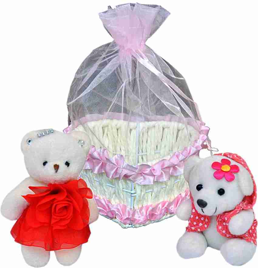 Pingaksh Crafty Collection Pretty Love Couple Teddy bear with Lovely Basket  for your Valentine/Girlfriend/Boyfriend - 5 inch - Pretty Love Couple Teddy  bear with Lovely Basket for your Valentine/Girlfriend/Boyfriend . Buy Teddy