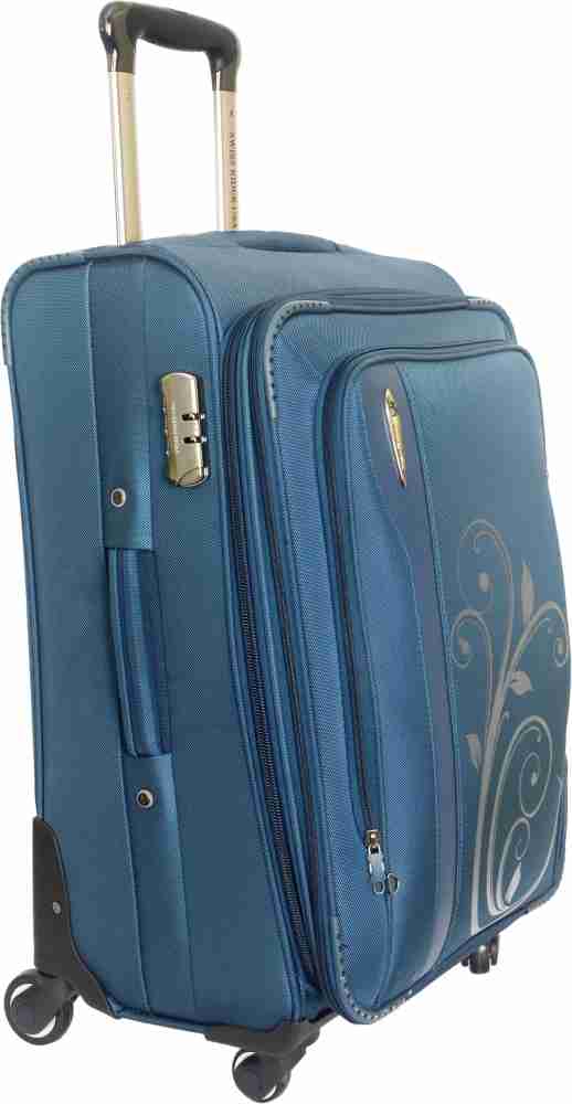 Swiss Rider Glamour Expandable Check in Suitcase 4 Wheels 24 inch Navy Blue Price in India Flipkart