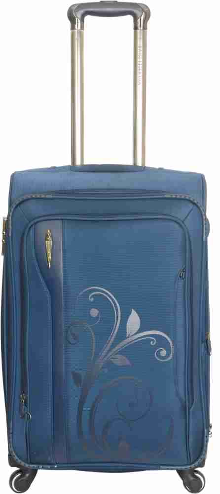 Swiss Rider Glamour Expandable Check in Suitcase 4 Wheels 24 inch Navy Blue Price in India Flipkart