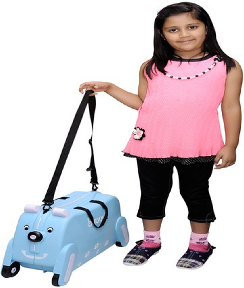 Bubule Kids ride on pull along travel bag or suitcase Cabin Suitcase 4 Wheels 19 inch Blue Price in India Flipkart