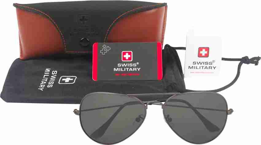 Buy SWISS MILITARY Aviator Sunglasses Black For Men & Women Online