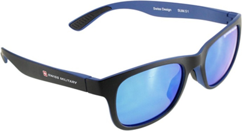 Buy SWISS MILITARY Wayfarer Sunglasses Blue For Men Online @ Best