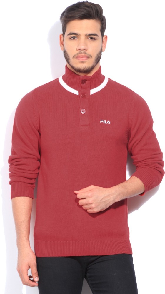 FILA Solid Casual Men Red Sweater Buy CHN RD WHT FILA Solid