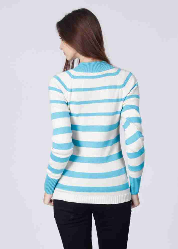 UV&W Striped V-neck Casual Women White, Blue Sweater - Buy White, Blue UV&W  Striped V-neck Casual Women White, Blue Sweater Online at Best Prices in  India