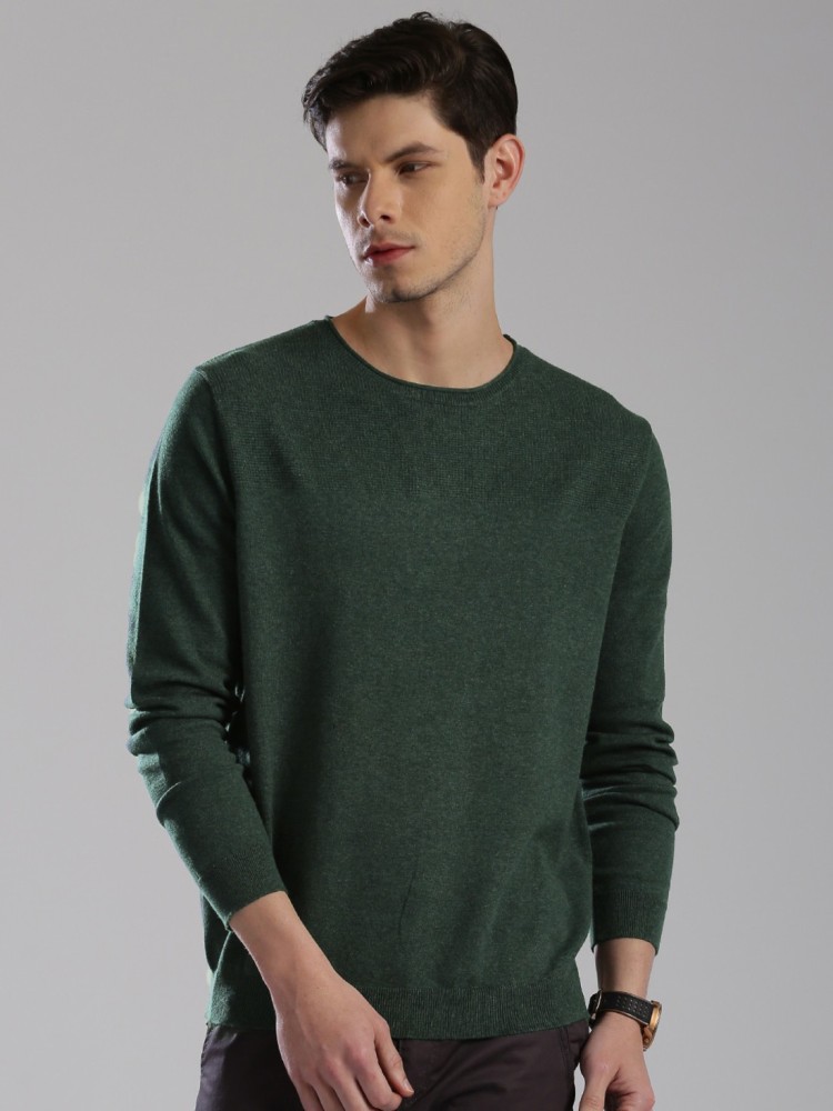 HRX by Hrithik Roshan Solid Round Neck Casual Men Green Sweater