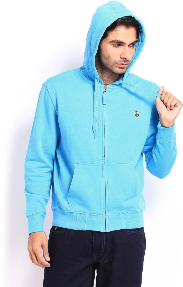 U.S. POLO ASSN. Full Sleeve Solid Men Sweatshirt Buy CYAN BLUE