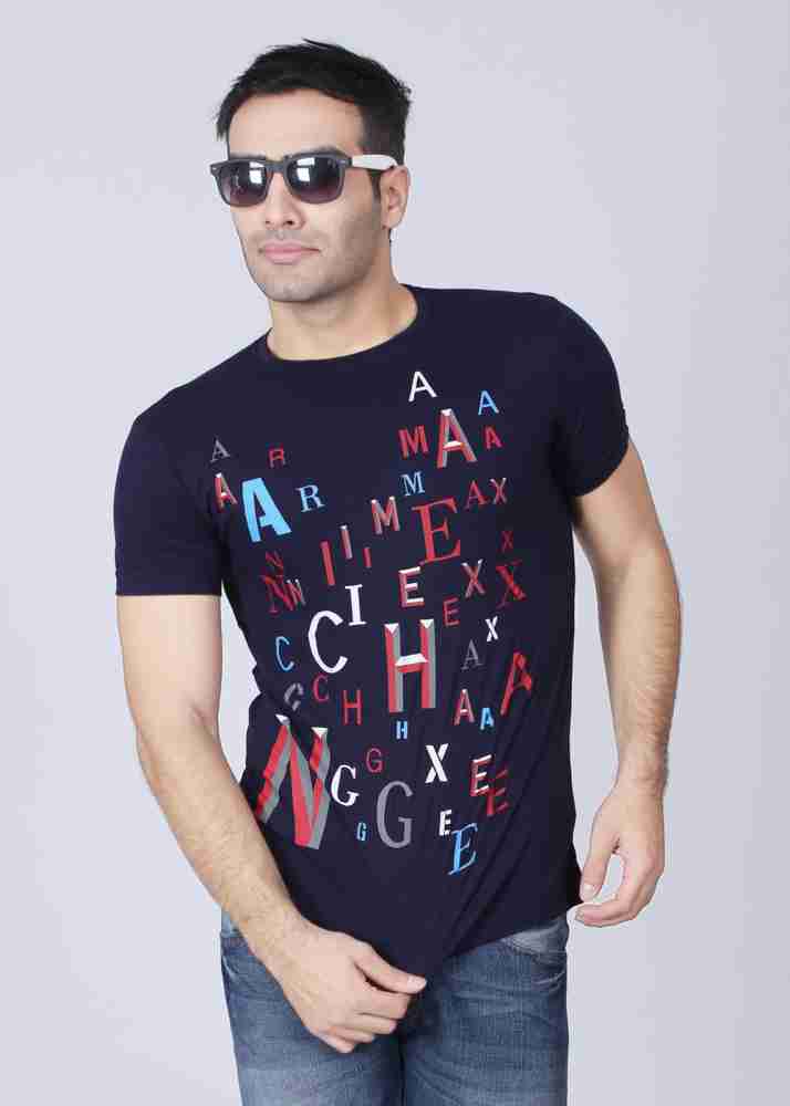 A/X ARMANI EXCHANGE Printed Men Round Neck Dark Blue T-Shirt - Buy