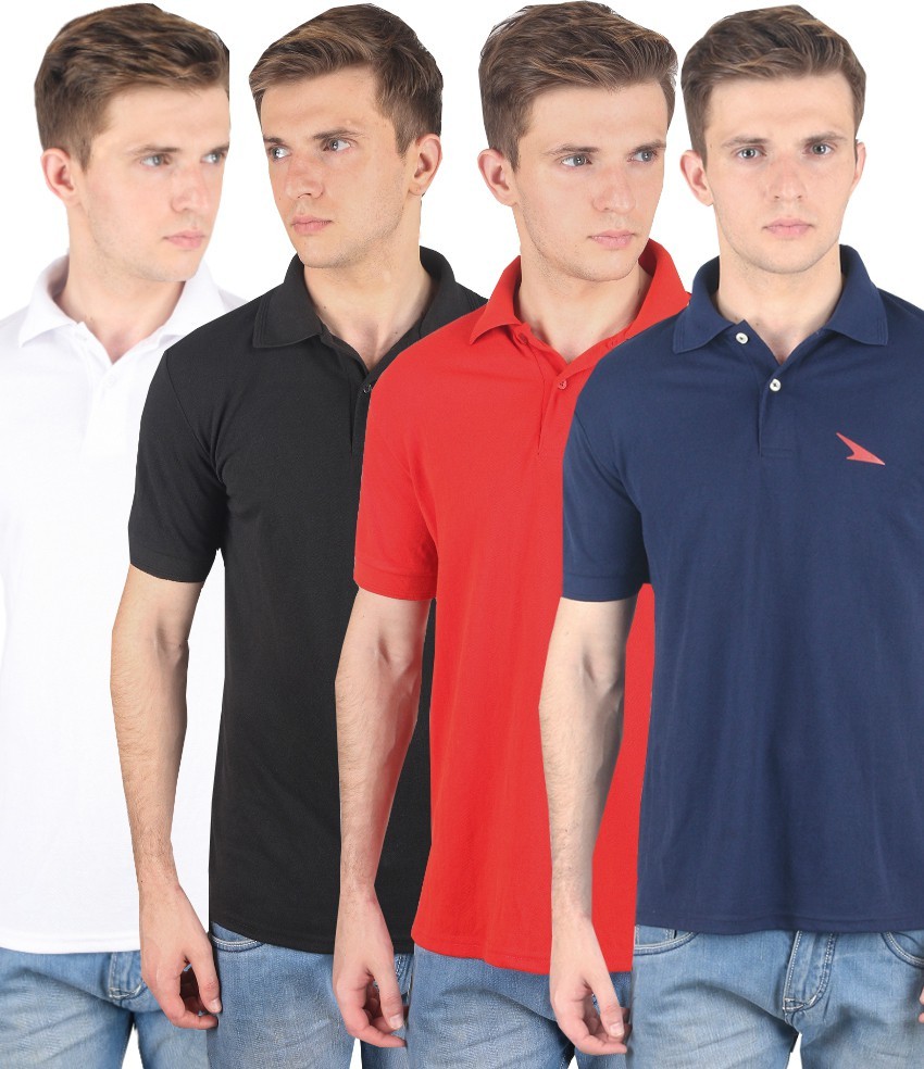 Buy PRO Lapes Pack of 4 Red, Yellow, Green & Blue Polo T-Shirt for