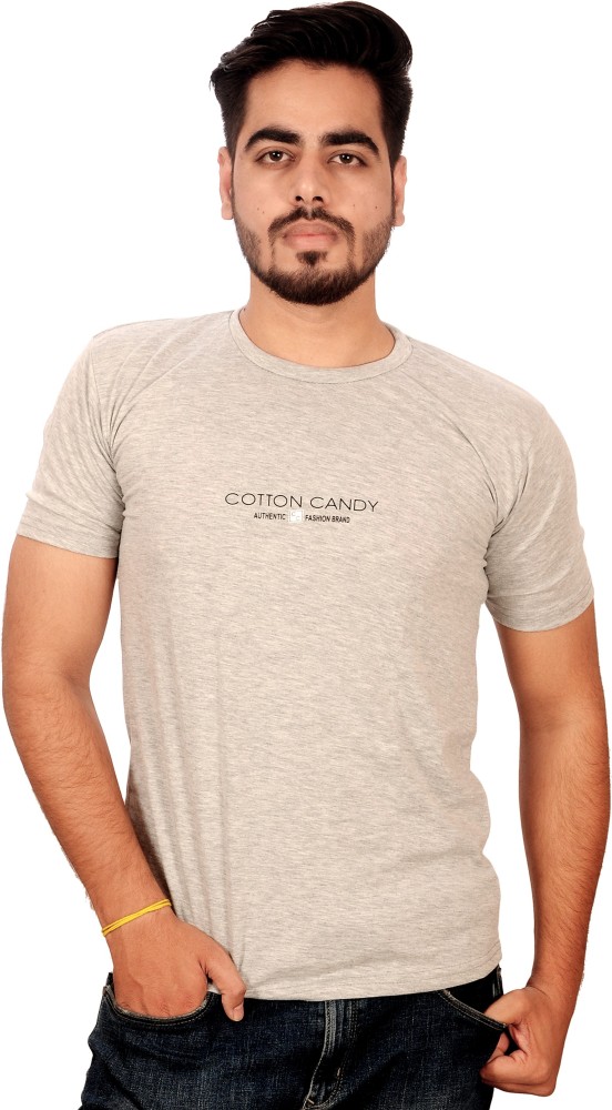 COTTON CANDY Solid Men Round Neck Multicolor T-Shirt - Buy Grey