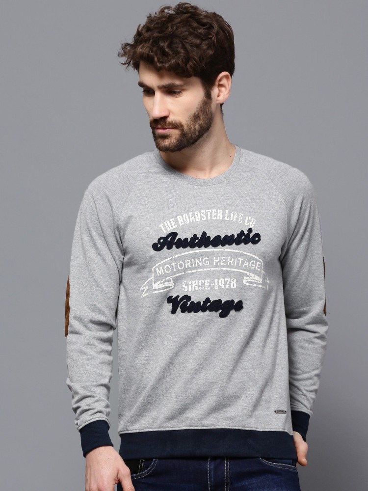 Buy Roadster Men Grey Melange Solid Round Neck T Shirt - Tshirts