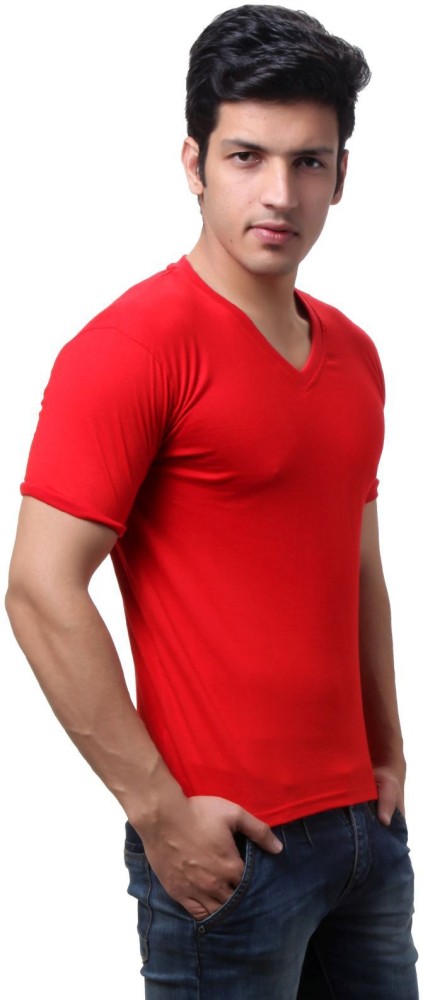 Buy Teemoods Mens Polyester Round Neck Dark Pink T Shirt at