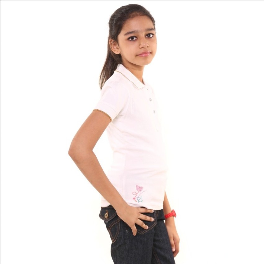 Girls white polo neck best sale