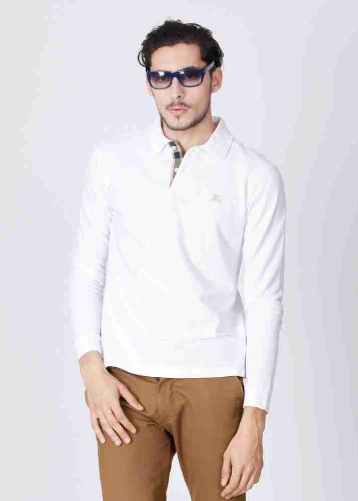 BURBERRY Solid Men Polo Neck White T Shirt Buy White BURBERRY Solid Men Polo Neck White T Shirt Online at Best Prices in India Flipkart