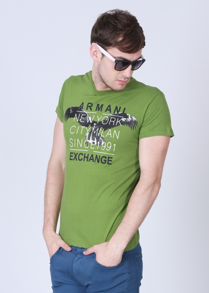 A X ARMANI EXCHANGE Printed Men Round Neck Green T Shirt Buy