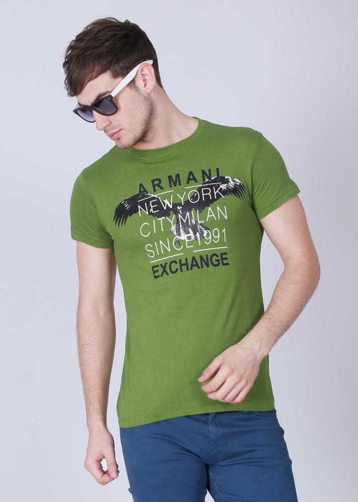 A X ARMANI EXCHANGE Printed Men Round Neck Green T Shirt Buy