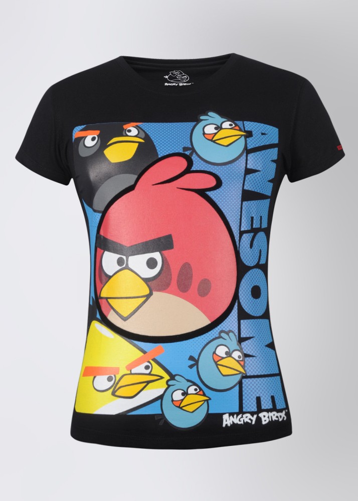 Angry Birds Printed Women Round Neck Black - Buy Black Angry Birds Printed Women Round Neck Black T-Shirt Online at Best Prices in India Flipkart.com