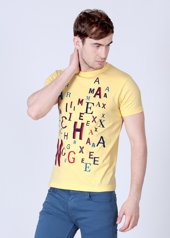 A X ARMANI EXCHANGE Printed Men Round Neck Yellow T Shirt Buy