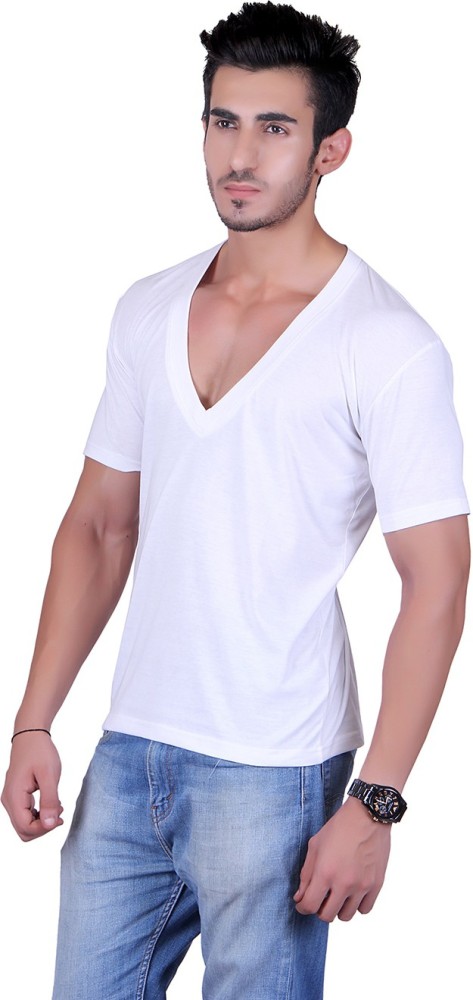 Deep neck t shirt mens india sale