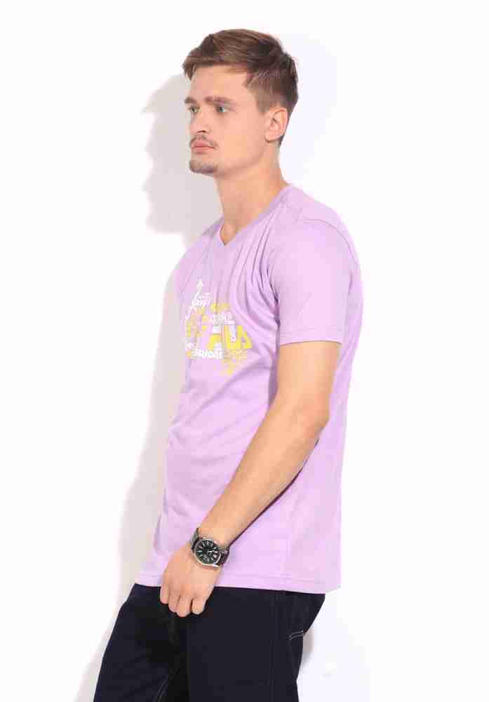 FILA Printed Men V Neck Purple T-Shirt - Buy REGAL ORCHID FILA