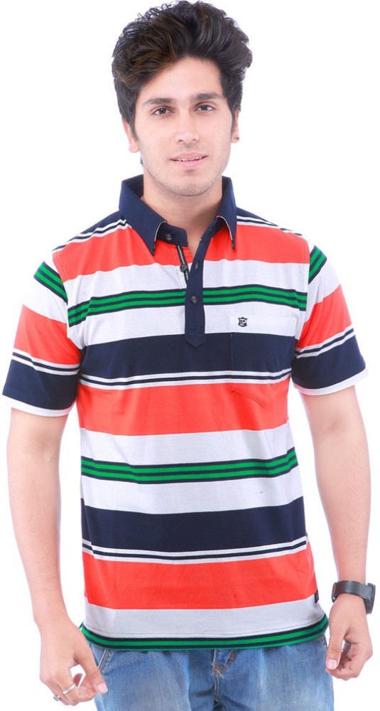 Lille bitte underordnet titel Prinock Striped Men Polo Neck Orange T-Shirt - Buy Orange Prinock Striped  Men Polo Neck Orange T-Shirt Online at Best Prices in India | Flipkart.com