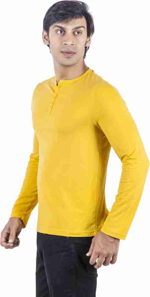 Lemon Yellow Round Neck T-Shirt, Men's T-shirts