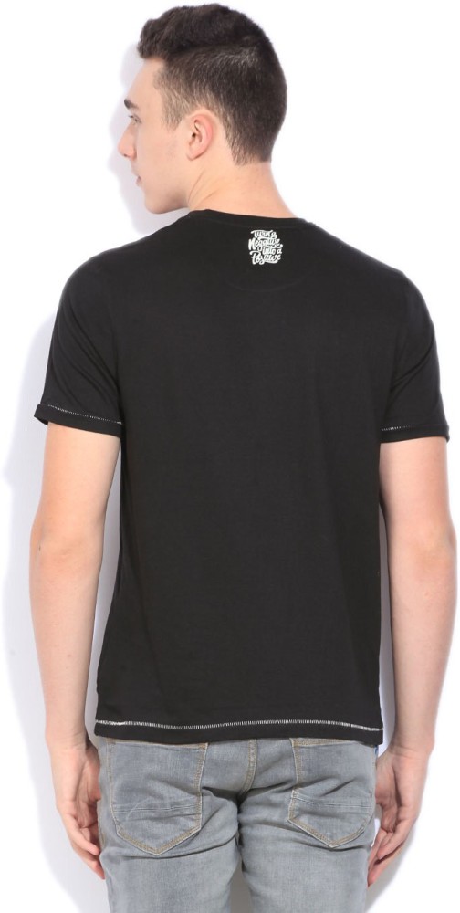 BARE DENIM Printed Men Round Neck Black - Buy JET BLACK BARE DENIM Printed Men Round Neck Black T-Shirt Online at Best Prices in India | Flipkart.com