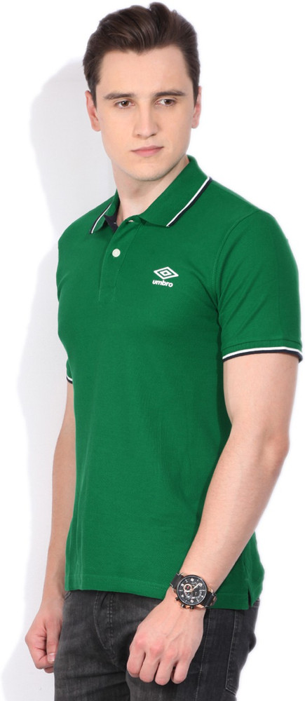FBB UMBRO Solid Men Polo Neck Green T Shirt Buy JADE GREEN FBB