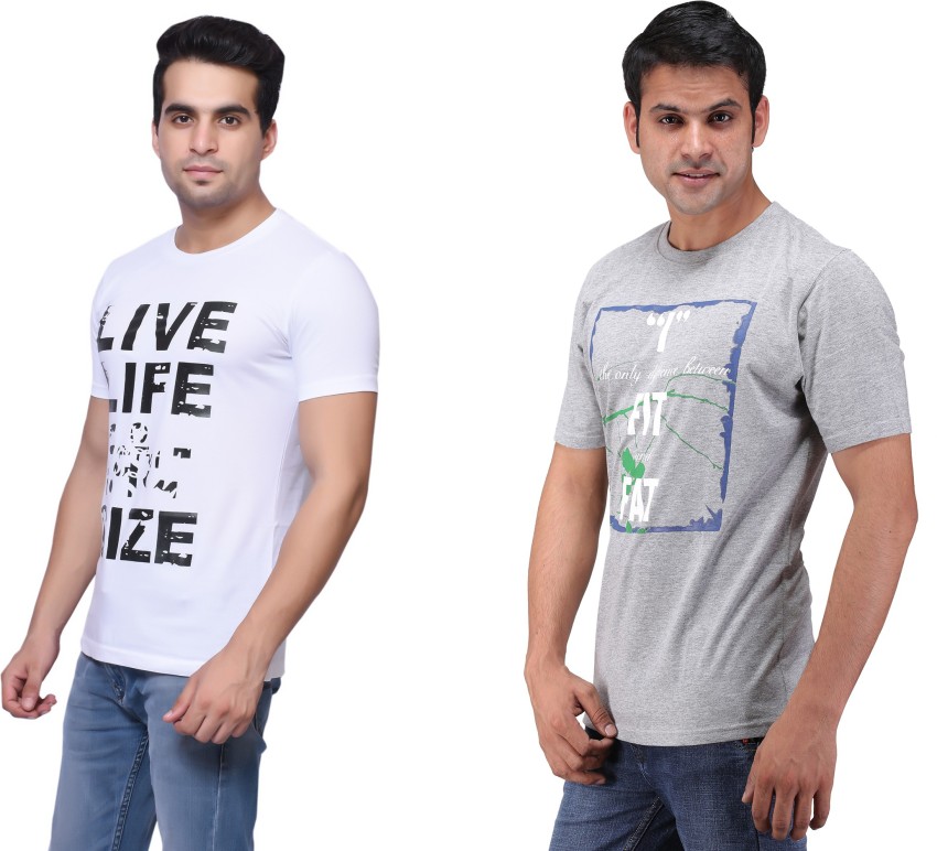 One Liner Printed Men Round Neck Multicolor T Shirt Buy Grey One