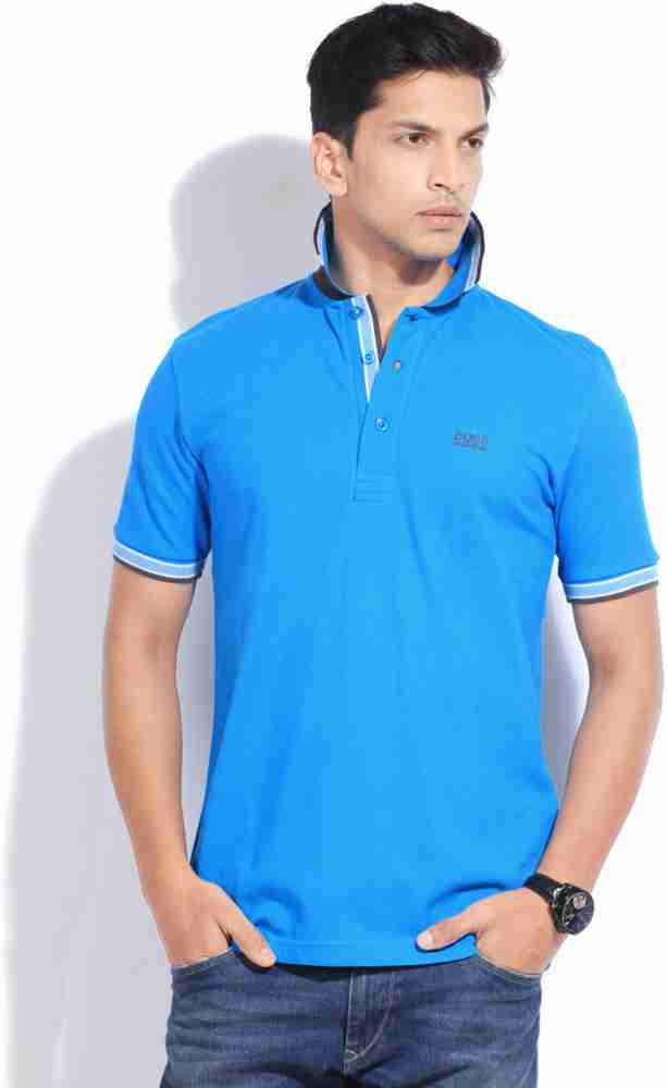 HUGO BOSS Solid Men Neck Blue T-Shirt - Buy TURQUOISE HUGO BOSS Solid Men Polo Neck Blue T-Shirt Online at Best Prices in India | Flipkart.com
