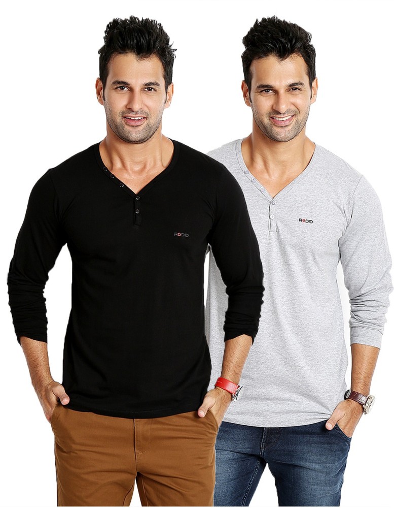 RODID Solid Men V Neck Black Grey T Shirt Buy Grey Melenge Black RODID Solid Men V Neck Black Grey T Shirt Online at Best Prices in India Flipkart