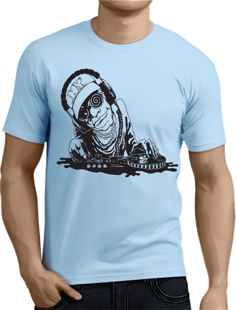 Mad Skull Printed Men Round Neck Light Blue T-Shirt - Buy Light Blue Mad Skull  Printed Men Round Neck Light Blue T-Shirt Online at Best Prices in India