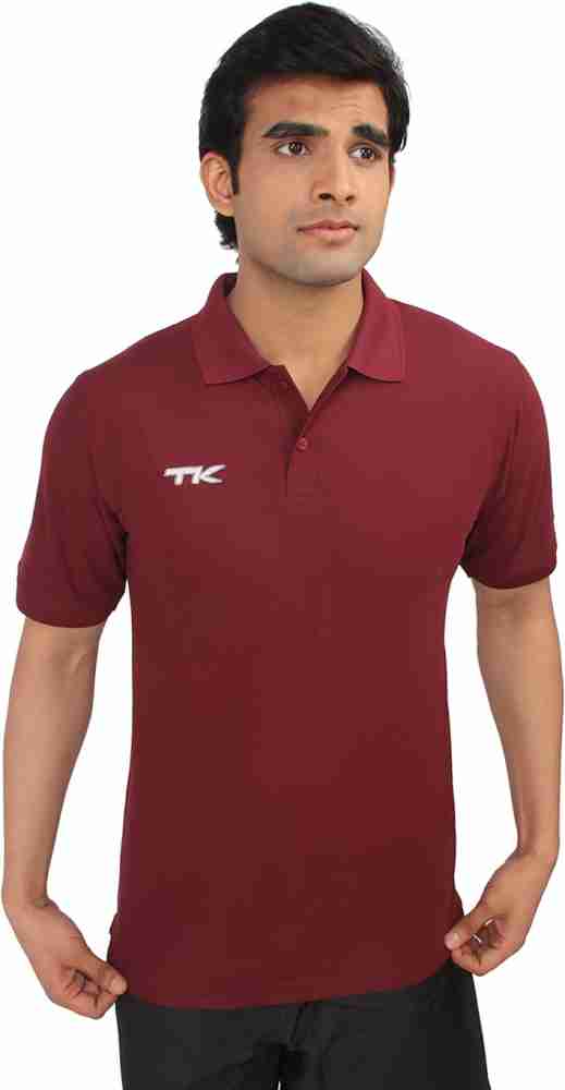 tk Solid Men Polo Neck Maroon T-Shirt - Buy Maroon tk Solid Men