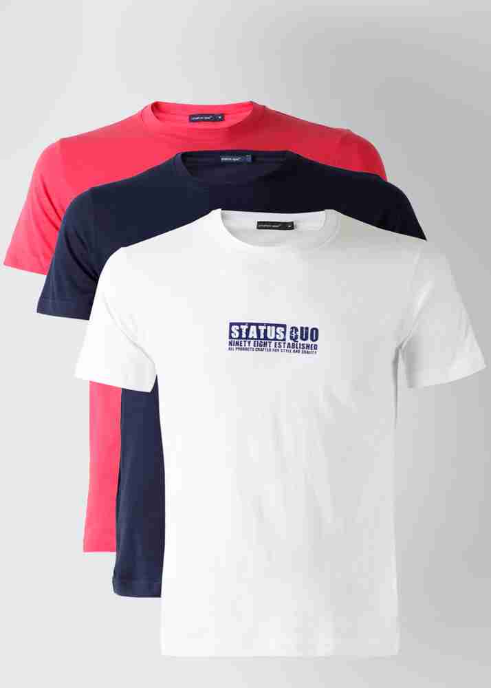 Status Quo Printed Men Round Neck White Blue Pink T Shirt Buy White Blue Pink Status Quo Printed Men Round Neck White Blue Pink T Shirt Online at Best Prices in India