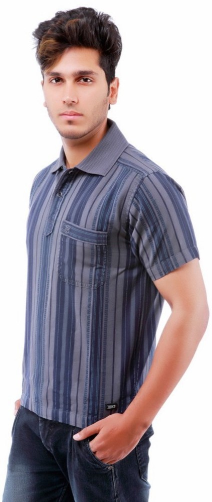 form Vær modløs landsby Prinock Striped Men Polo Neck Grey T-Shirt - Buy GREY Prinock Striped Men  Polo Neck Grey T-Shirt Online at Best Prices in India | Flipkart.com