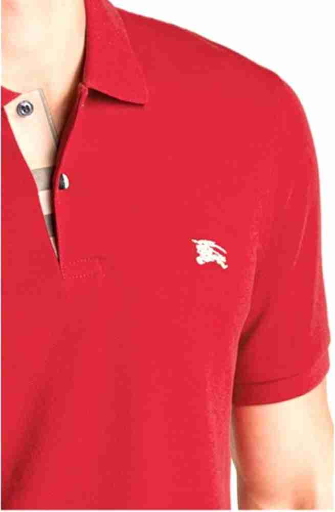 BURBERRY Solid Men Polo Neck Red T Shirt Buy Bright Red BURBERRY Solid Men Polo Neck Red T Shirt Online at Best Prices in India Flipkart