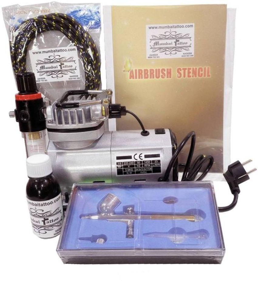 Master Airbrush Brand Deluxe Airbrush Tattoo Kit 8 Includes Compressor  Hose Airbrush 8 Popular Ink Colors And Stencils  Brand Deluxe Airbrush  Tattoo Kit 8 Includes Compressor Hose Airbrush 8 Popular Ink