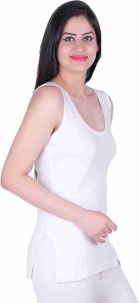 Buy Groversons Paris Beauty Women Pearl White Round Neck Sleeveless  Camisole Online