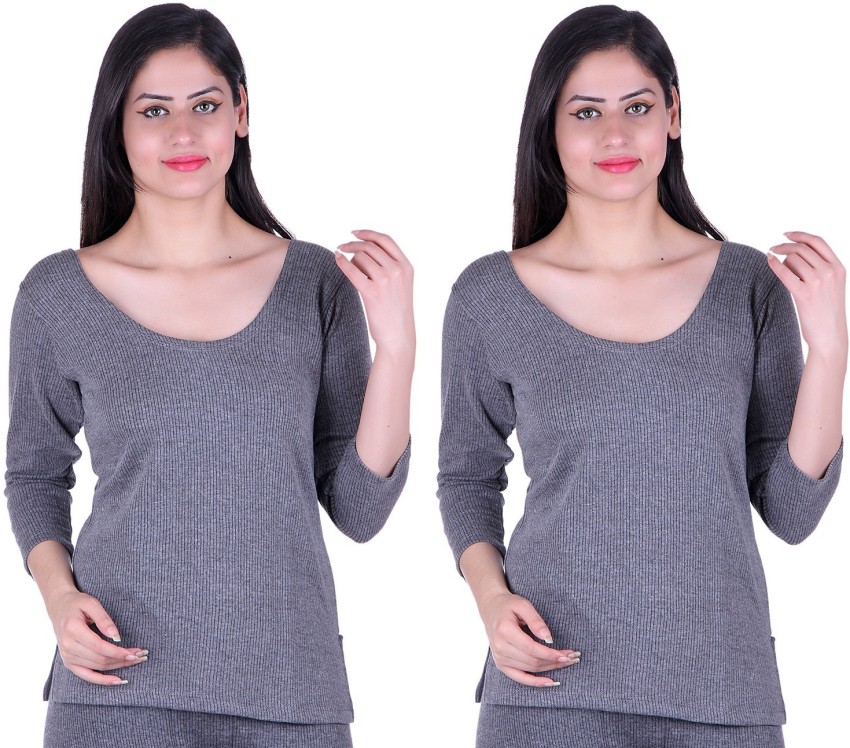 Fashion Line Thermal Women Top Thermal - Buy Grey Fashion Line Thermal  Women Top Thermal Online at Best Prices in India